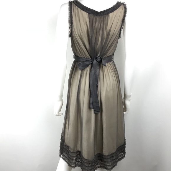 Moulinette Soeurs Midi Dress Tulle Overlay Ruffle - Picture 3 of 8